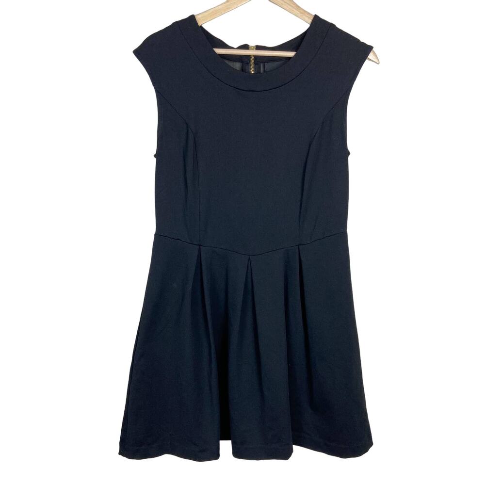 Cynthia Rowley Fit and Flare Dress‎ Size M Black Ponte Knit Mesh Back Above Knee